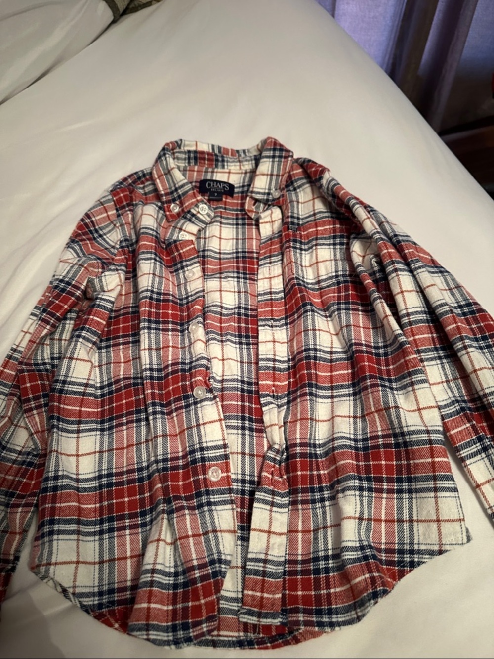 Boys Chaps Red, Navy & White Plaid Button-Down Shirt